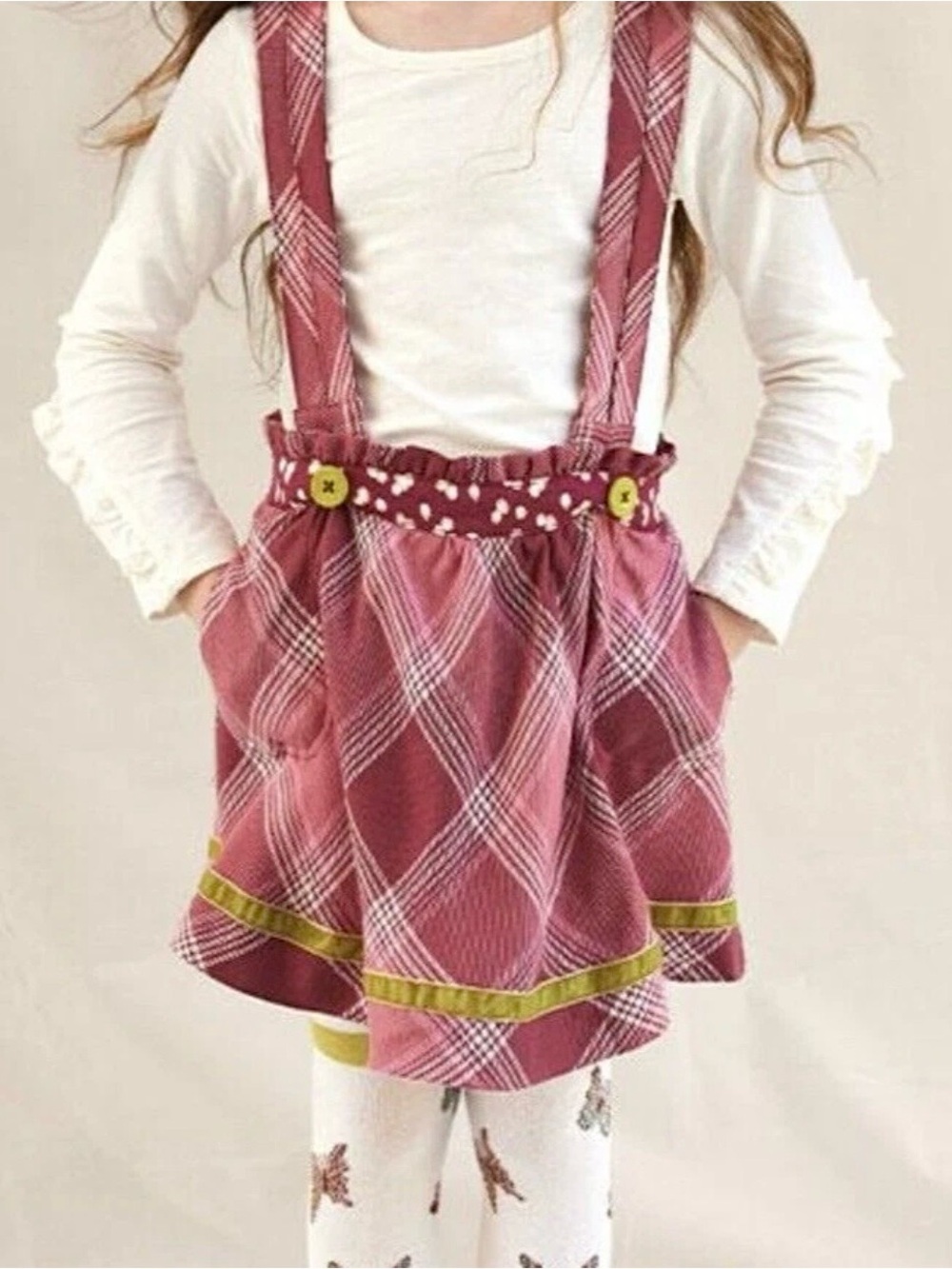 NWT Matilda Jane Heart to Heart You & Me Brushed Flannel Overall Plaid Skirt 6